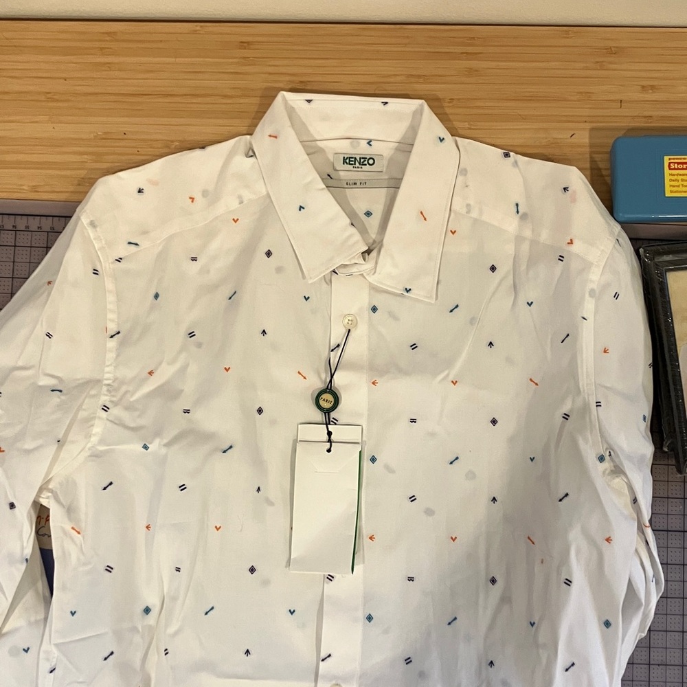 Kenzo White Shirt with Multicolor Accents